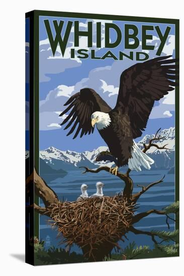 Eagle and Chicks - Whidbey Island, Washington-Lantern Press-Stretched Canvas