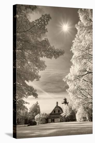 Eagle Bluff Lighthouse #2, Door County, Wisconsin '12 (with sunburst)-Monte Nagler-Stretched Canvas