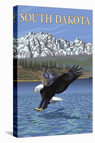 Eagle Diving - South Dakota-Lantern Press-Stretched Canvas