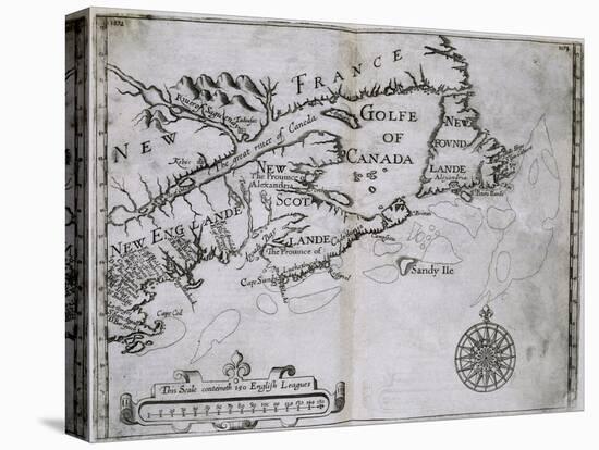 Early 17th-Century Map of the North American Coast from Cape Cod to Newfoundland-null-Premier Image Canvas
