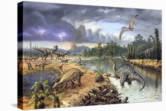 Early Cretaceous Life, Artwork-Richard Bizley-Premier Image Canvas