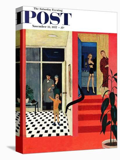 "Early Guests" Saturday Evening Post Cover, November 23, 1957-George Hughes-Premier Image Canvas