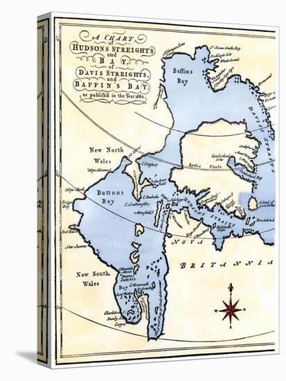 Early Map of Hudson's Strait and Hudson's Bay, 1662, in Arctic Canada-null-Premier Image Canvas