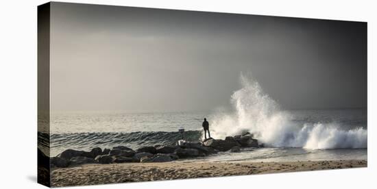 Early Morning Fisherman on Will Rogers Beach-Mark Chivers-Premier Image Canvas