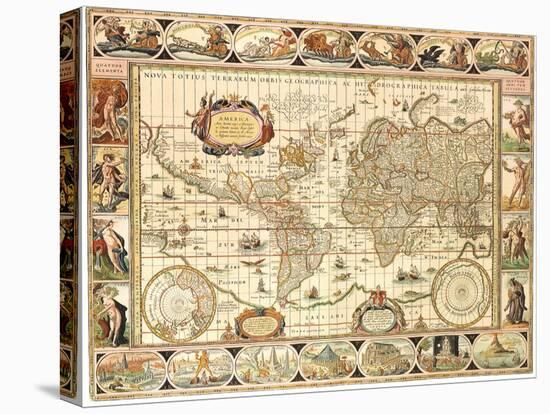Early World Map 1630-Johannes Blaeu-Premier Image Canvas