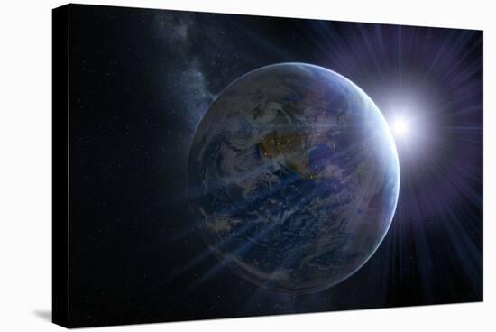Earth And Sunrise From Space, Artwork-Detlev Van Ravenswaay-Premier Image Canvas