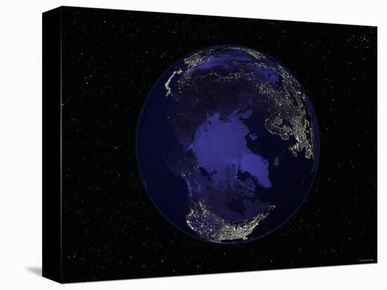 Earth Centered on the North Pole-Stocktrek Images-Premier Image Canvas