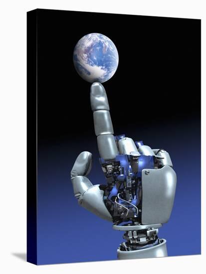 Earth Spinning on Robotic Finger, Artwork-Victor Habbick-Premier Image Canvas