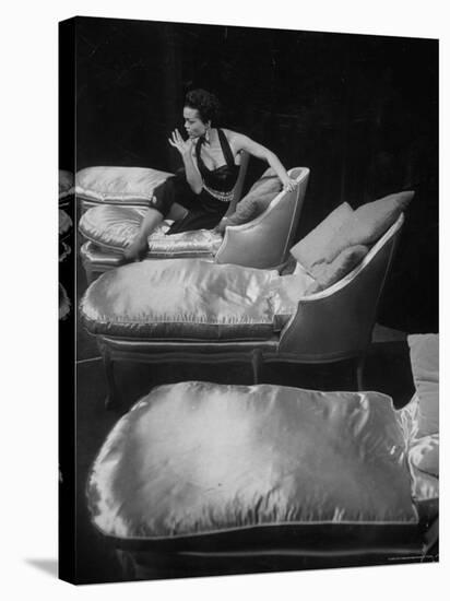 Eartha Kitt, Sitting on Chaise in Scene from New Faces-Ralph Morse-Premier Image Canvas