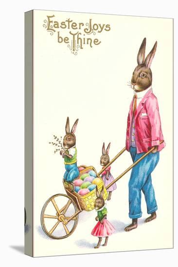 Easter Joys be Thine, Rabbit and Wheelbarrow-null-Stretched Canvas