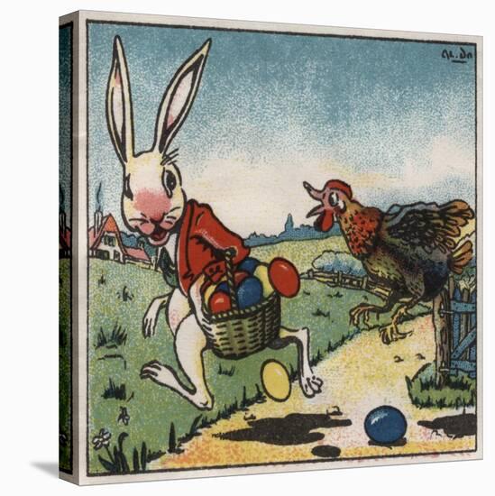Easter Rabbit and Chicken Illustration on Egg Dye Packaging-Jennifer Kennard-Premier Image Canvas