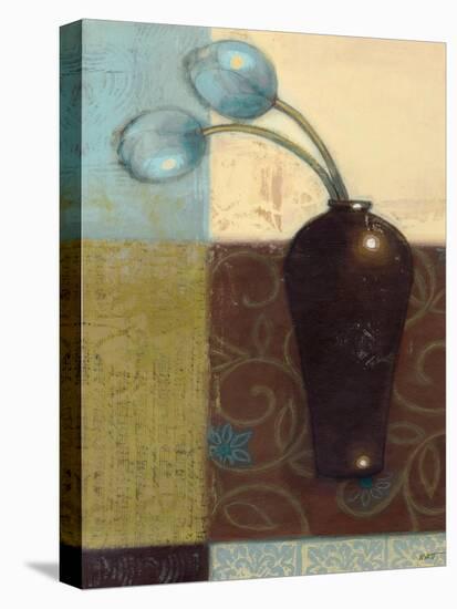 Ebony Vase with Blue Tulips I-Norman Wyatt Jr.-Stretched Canvas