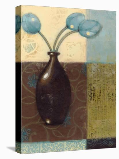 Ebony Vase with Blue Tulips II-Norman Wyatt Jr.-Stretched Canvas