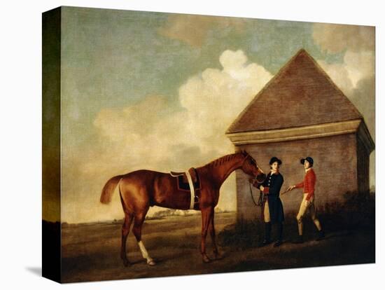 Eclipse', a Dark Chestnut Racehorse Held by a Groom, with a Jockey, Possibly Jack Oakley, by the…-George Stubbs-Premier Image Canvas