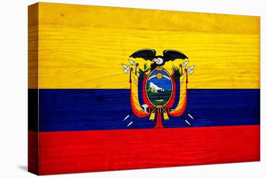 Ecuador Flag Design with Wood Patterning - Flags of the World Series-Philippe Hugonnard-Stretched Canvas