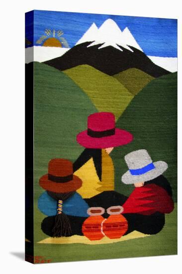 Ecuador, Otavalo. Woven wallhangings displaying scenes of Andean life and culture-Kymri Wilt-Premier Image Canvas