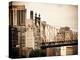 Ed Koch Queensboro Bridge, Roosevelt Island Tram Station, Manhattan, New York, Vintage-Philippe Hugonnard-Premier Image Canvas