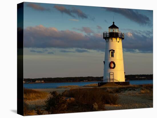 Edgartown Lighthouse at Christmas on Martha's Vineyard at Sunset-James Shive-Premier Image Canvas