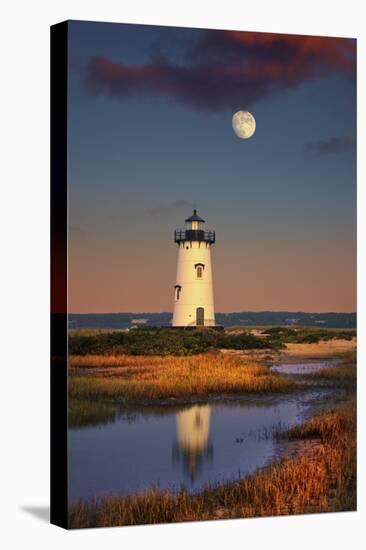 Edgartown Lighthouse at Dusk with the Moon Rising Behind-Jon Hicks-Premier Image Canvas