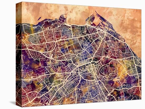 Edinburgh City Street Map-Michael Tompsett-Stretched Canvas