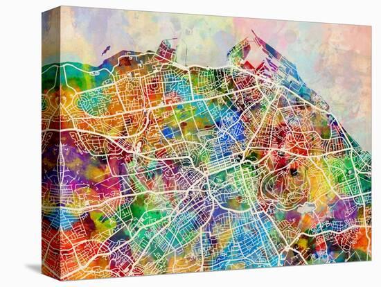 Edinburgh Street Map-Michael Tompsett-Stretched Canvas