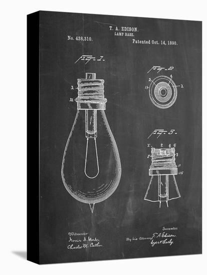 Edison Lamp Base Patent Print-Cole Borders-Stretched Canvas