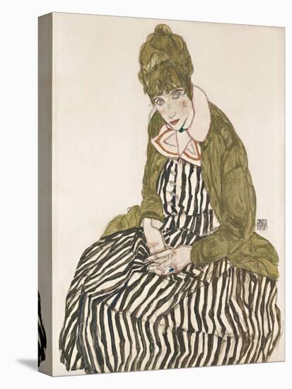 Edith with Striped Dress, Sitting-Egon Schiele-Premier Image Canvas