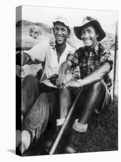 Edmund Hillary and Nepalese Sherpa Guide Tenzing Norgay Sitting Together-James Burke-Premier Image Canvas