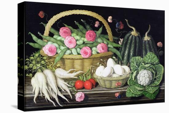 Eggs, Broad Beans and Roses in Basket, 1995-Amelia Kleiser-Premier Image Canvas