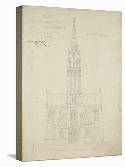 Eglise paroissiale à Napoléonville (Pontivy, Morbihan) : façade principale, élévation-Marcellin Varcollier-Premier Image Canvas