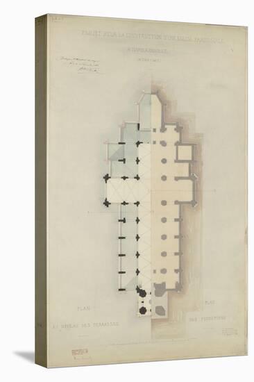 Eglise paroissiale à Napoléonville (Pontivy, Morbihan) : plan au niveau des terrasses, plan des-Marcellin Varcollier-Premier Image Canvas