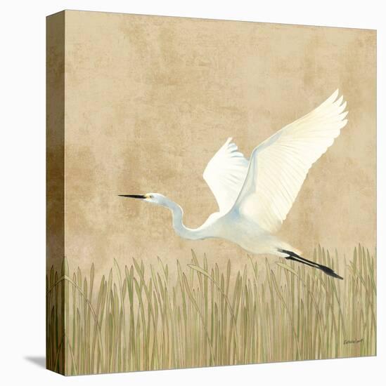 Egret Alighting II Flipped Neutral-Kathrine Lovell-Stretched Canvas