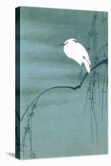 Egret on Branch-null-Stretched Canvas