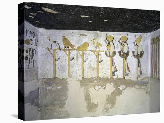 Egypt, Luxor, Valley of the Kings, Tomb of Ramses III, Mural Painting of Heads of Divinities-null-Premier Image Canvas