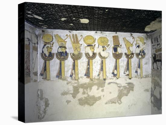 Egypt, Luxor, Valley of the Kings, Tomb of Ramses III, Mural Painting of Heads of Divinities-null-Premier Image Canvas