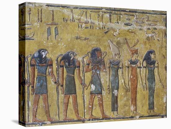 Egypt, Luxor, Valley of the Kings, Tomb of Seti I, Mural Painting of Gods from Nineteenth Dynasty-null-Premier Image Canvas