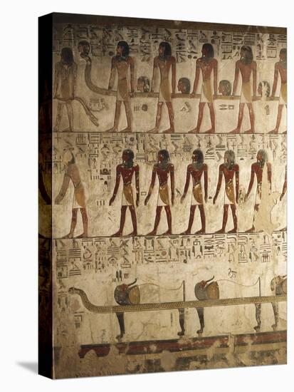 Egypt, Luxor, Valley of the Kings, Tomb of Seti I, Relief of Painted Scenes from Book of Gates-null-Premier Image Canvas