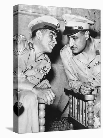 Egypt's Strongman Premier Muhammad Naguib Talking with Lieut. Col. Gamal Abdel Nasser-null-Stretched Canvas