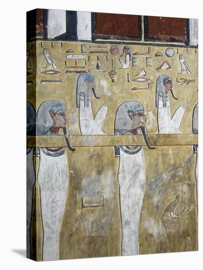 Egypt, Thebes, Luxor, Valley of the Kings, Detail of Mural Paintings in Main Hall of Tomb of Seti I-null-Premier Image Canvas