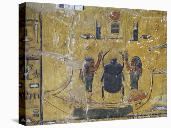 Egypt, Thebes, Luxor, Valley of the Kings, Tomb of Seti I, Mural Painting of Scarab Beetle-null-Premier Image Canvas