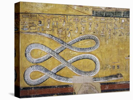 Egypt, Thebes, Luxor, Valley of the Kings, Tomb of Seti I, Mural Painting with Snake Motif-null-Premier Image Canvas