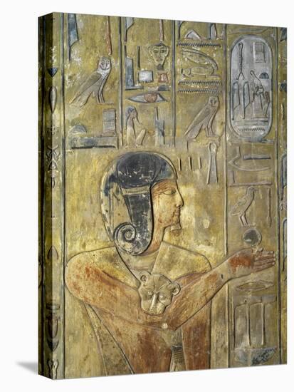 Egypt, Thebes, Luxor, Valley of the Kings, Tomb of Seti I, Relief Depicting Horus in Feline Skin-null-Premier Image Canvas