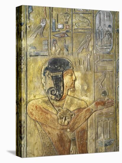 Egypt, Thebes, Luxor, Valley of the Kings, Tomb of Seti I, Relief Depicting Horus in Feline Skin-null-Premier Image Canvas