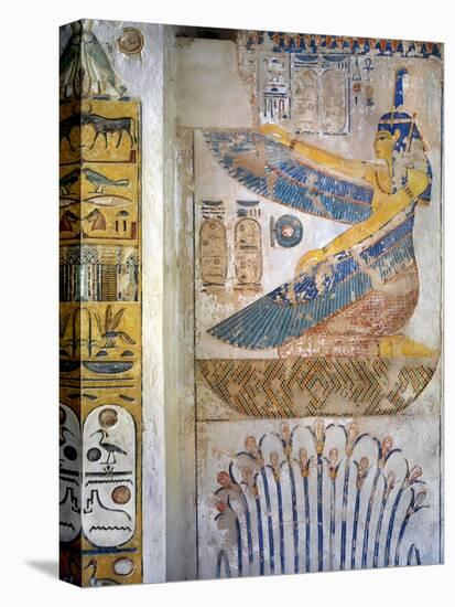 Egypt, Thebes, Luxor, Valley of the Kings, Tomb of Siptah, Mural Painting of Goddess Ma'At-null-Premier Image Canvas