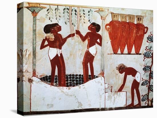 Egypt, Thebes, Sheikh Abd El-Qurnas from Nakht's Tomb, Detail, Grape Picking-null-Premier Image Canvas
