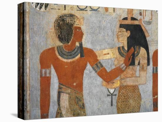 Egypt, Tomb of Amenhotep III, Mural Paintings of Pharaoh and Ma'at in Burial Chamber-null-Premier Image Canvas