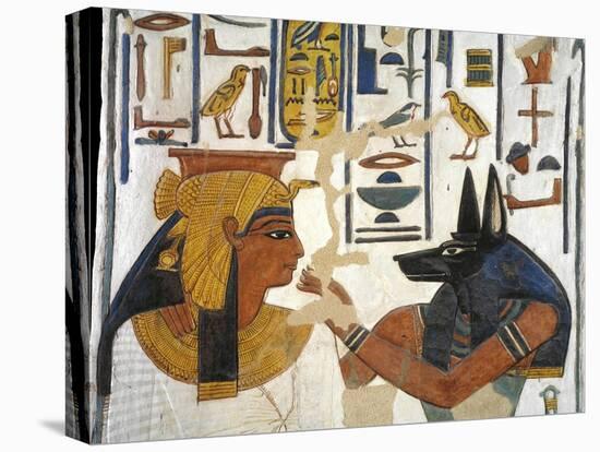 Egypt, Tomb of Nefertari, Mural Painting of Queen before God Anubis in Burial Chamber-null-Premier Image Canvas