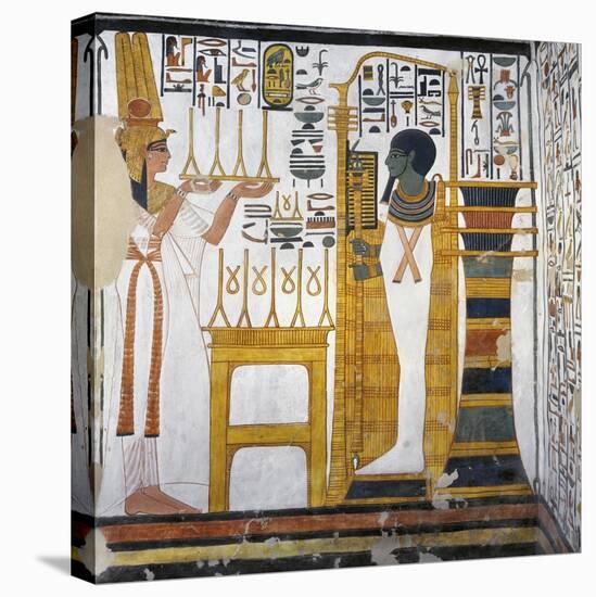 Egypt, Tomb of Nefertari, Mural Paintings, Queen before God Ptah and Osiris Form 'Djed' Pillar-null-Premier Image Canvas