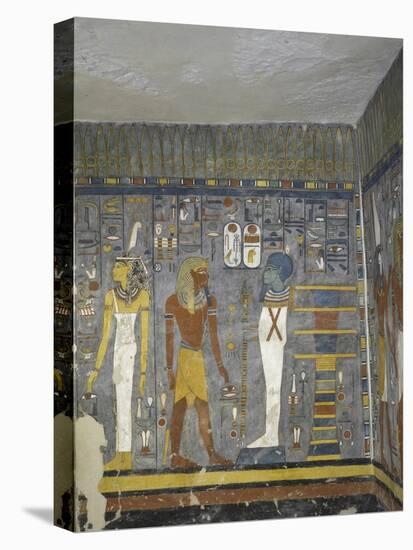 Egypt, Valley of the Kings, Tomb of Ramses I, Mural Painting of Ma'At, Pharaoh and Ptah-null-Premier Image Canvas