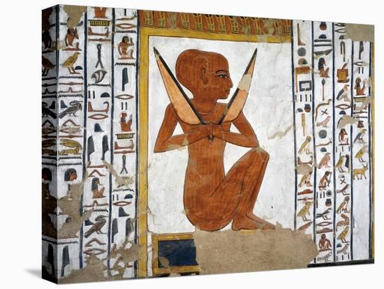 Egypt, Valley of the Queens, Tomb of Nefertari, Mural Painting of Guardian in Burial Chamber-null-Premier Image Canvas